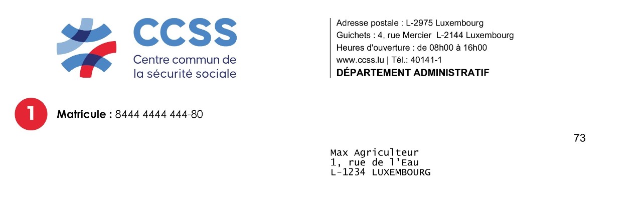Exemple de matricule assuré suivi de l’extension « 60 »