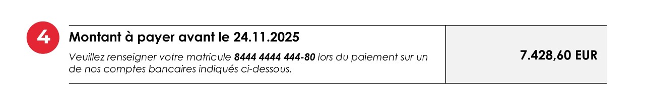 Indication du montant à payer