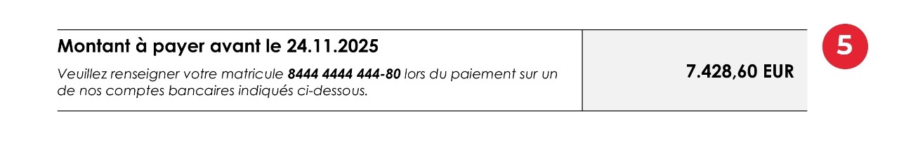 Indication du montant à payer