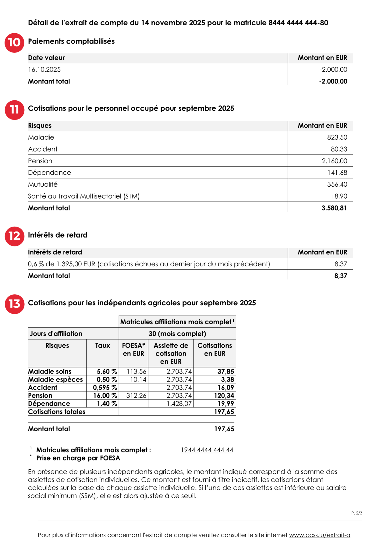 Extrait de compte page 2