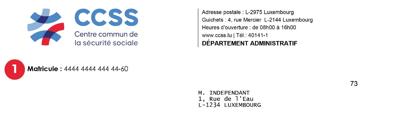 Exemple de matricule assuré suivi de l’extension « 60 »