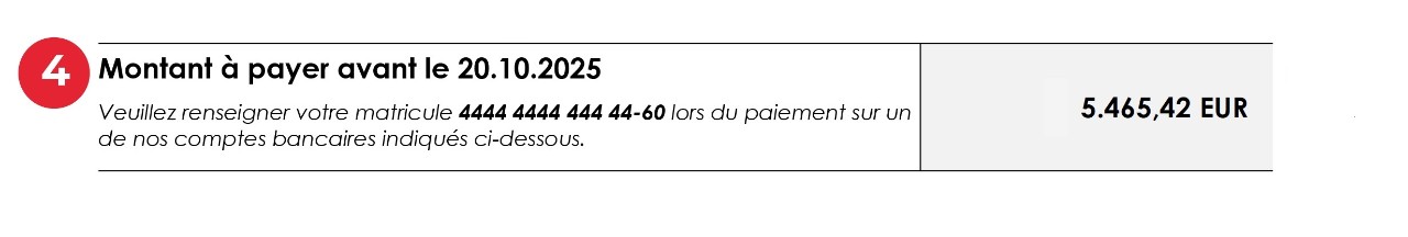 Indication du montant à payer