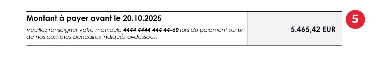 Indication du montant à payer