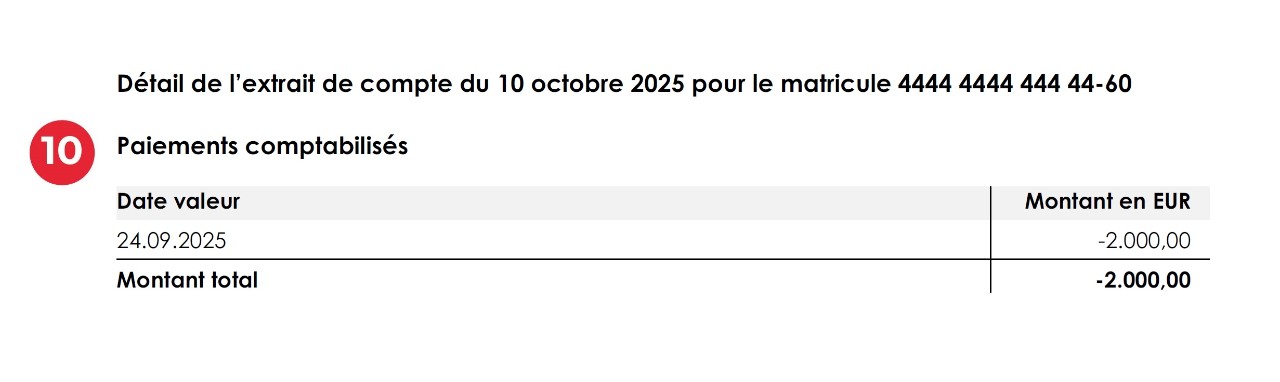 Paiements comptabilisés
